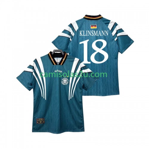 Camisolas de futebol Alemanha KLINSMANN 18 Retro Equipamento Alternativa 1996 Manga Curta Camisolas de futebol Alemanha KLINSMANN 18 Retro Equipamento Alternativa 1996 Manga Curta